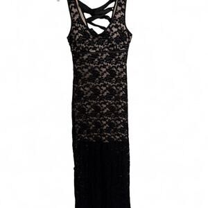 Long black lace dress